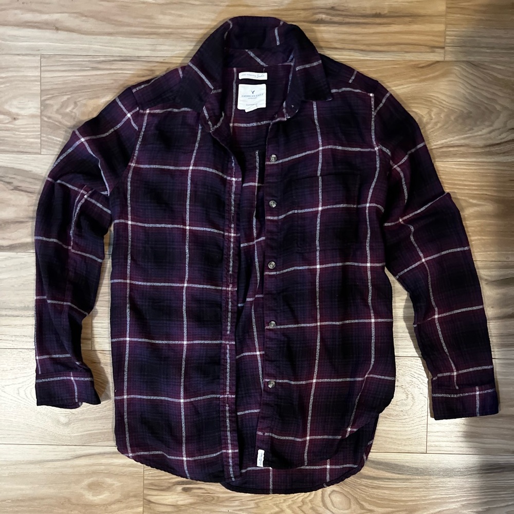 American Eagle Outfitters Purple Soft Plaid Shirt